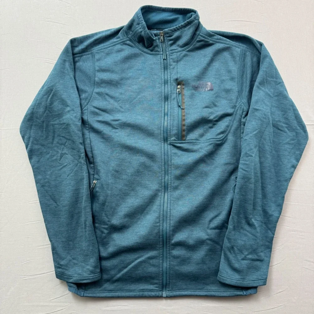 The North Face Mens Full Zip‎ Fleece Jacket Teal Blue Heather Small NF0A3L8H